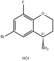 2H-1-Benzopyran-4-amine, 6-bromo-8-fluoro-3,4-dihydro-, hydrochloride (1:1), (4S)- Struktur