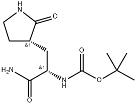 tert-Butyl ((S)-1-amino-1-oxo-3-((S)-2-oxopyrrolidin-3-yl)propan-2-yl)carbamate Struktur