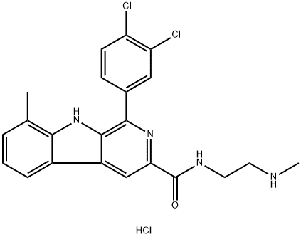 9H-Pyrido[3,4-b]indole-3-carboxamide, 1-(3,4-dichlorophenyl)-8-methyl-N-[2-(methylamino)ethyl]-, hydrochloride (1:1) Struktur