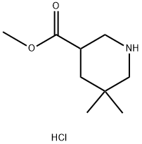 3-Piperidinecarboxylic acid, 5,5-dimethyl-, methyl ester, hydrochloride (1:1) Struktur