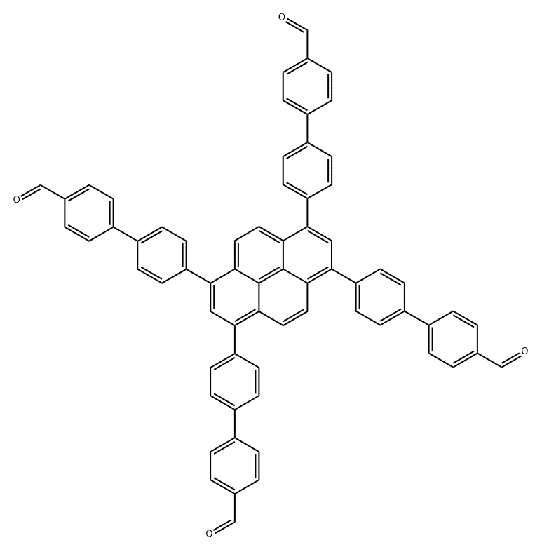 4',4''',4''''',4'''''''-(pyrene-1,3,6,8-tetrayl)tetrakis(([1,1'-biphenyl]-4-carbaldehyde)) Struktur