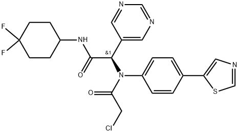 5-Pyrimidineacetamide, α-[(2-chloroacetyl)[4-(5-thiazolyl)phenyl]amino]-N-(4,4-difluorocyclohexyl)-, (αR)- Struktur