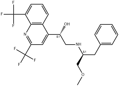 4-Quinolinemethanol, α-[[[(1S)-1-(methoxymethyl)-2-phenylethyl]amino]methyl]-2,8-bis(trifluoromethyl)-, (αS)- Struktur