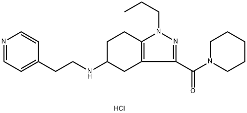 Methanone, 1-piperidinyl[4,5,6,7-tetrahydro-1-propyl-5-[[2-(4-pyridinyl)ethyl]amino]-1H-indazol-3-yl]-, hydrochloride (1:2) Struktur