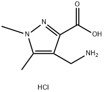 1H-Pyrazole-3-carboxylic acid, 4-(aminomethyl)-1,5-dimethyl-, hydrochloride (1:1) Struktur