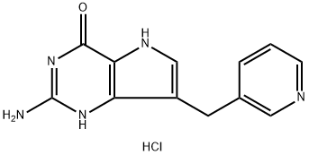 4H-Pyrrolo[3,2-d]pyrimidin-4-one, 2-amino-3,5-dihydro-7-(3-pyridinylmethyl)-, hydrochloride (1:2) Struktur