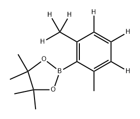 4,4,5,5-tetramethyl-2-(2-methyl-6-(methyl-d3)phenyl-3,4,5-d3)-1,3,2-dioxaborolane Struktur