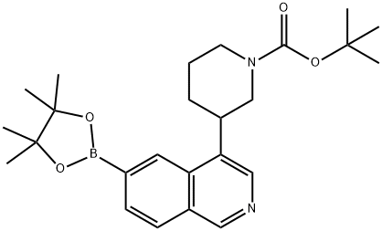 tert-butyl 3-(6-(4,4,5,5-tetramethyl-1,3,2-dioxaborolan-2-yl)isoquinolin-4-yl)piperidine-1-carboxylate Struktur