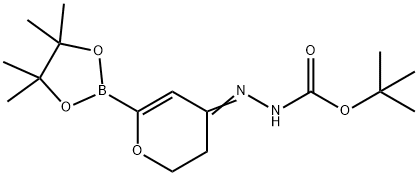 tert-butyl (Z)-2-(6-(4,4,5,5-tetramethyl-1,3,2-dioxaborolan-2-yl)-2,3-dihydro-4H-pyran-4-ylidene)hydrazine-1-carboxylate Struktur