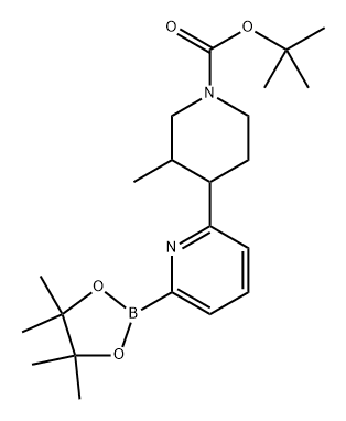 tert-butyl 3-methyl-4-(6-(4,4,5,5-tetramethyl-1,3,2-dioxaborolan-2-yl)pyridin-2-yl)piperidine-1-carboxylate Struktur