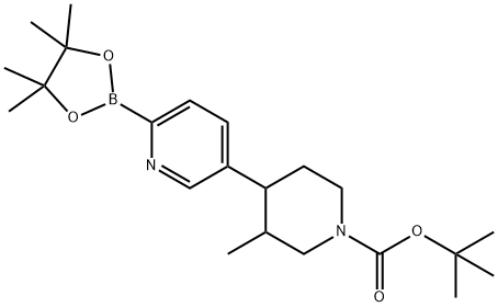 tert-butyl 3-methyl-4-(6-(4,4,5,5-tetramethyl-1,3,2-dioxaborolan-2-yl)pyridin-3-yl)piperidine-1-carboxylate Struktur