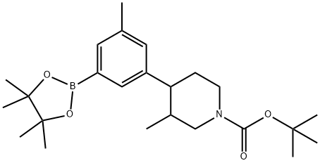 tert-butyl 3-methyl-4-(3-methyl-5-(4,4,5,5-tetramethyl-1,3,2-dioxaborolan-2-yl)phenyl)piperidine-1-carboxylate Struktur