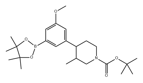 tert-butyl 4-(3-methoxy-5-(4,4,5,5-tetramethyl-1,3,2-dioxaborolan-2-yl)phenyl)-3-methylpiperidine-1-carboxylate Struktur