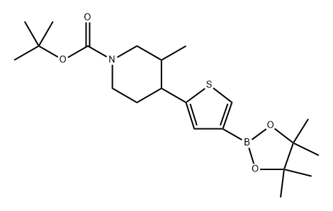 tert-butyl 3-methyl-4-(4-(4,4,5,5-tetramethyl-1,3,2-dioxaborolan-2-yl)thiophen-2-yl)piperidine-1-carboxylate Struktur