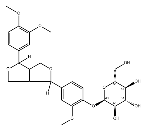 (2R,3R,4S,5S,6R)-2-(4-(4-(3,4-dimethoxyphenyl)tetrahydro-1H,3H-furo[3,4-c]furan-1-yl-1,4-d2)-2-methoxyphenoxy)-6-(hydroxymethyl)tetrahydro-2H-pyran-3,4,5-triol Struktur