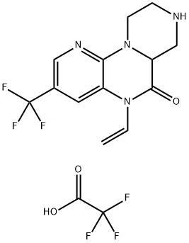 5H-Pyrazino[1,2-a]pyrido[3,2-e]pyrazin-6(6aH)-one, 5-ethenyl-7,8,9,10-tetrahydro-3-(trifluoromethyl)-, 2,2,2-trifluoroacetate (1:1) Struktur