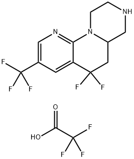 5H-Pyrazino[1,2-a][1,8]naphthyridine, 5,5-difluoro-6,6a,7,8,9,10-hexahydro-3-(trifluoromethyl)-, 2,2,2-trifluoroacetate (1:1) Struktur