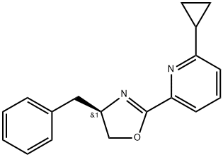 Pyridine, 2-cyclopropyl-6-[(4R)-4,5-dihydro-4-(phenylmethyl)-2-oxazolyl]- Struktur