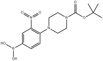 1-Piperazinecarboxylic acid, 4-(4-borono-2-nitrophenyl)-, 1-(1,1-dimethylethyl) ester Struktur