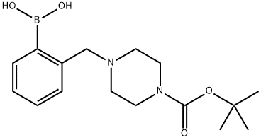 1-Piperazinecarboxylic acid, 4-[(2-boronophenyl)methyl]-, 1-(1,1-dimethylethyl) ester Struktur