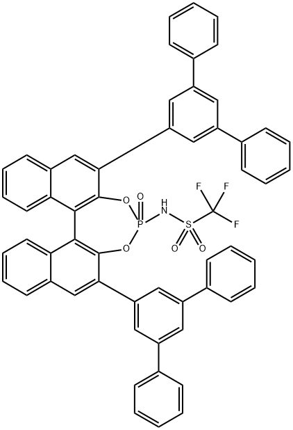 Methanesulfonamide, 1,1,1-trifluoro-N-[(11bS)-4-oxido-2,6-bis([1,1':3',1''-terphenyl]-5'-yl)dinaphtho[2,1-d:1',2'-f][1,3,2]dioxaphosphepin-4-yl]- Struktur