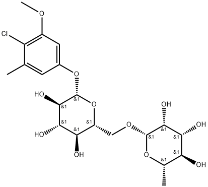 4-chloro-3-methoxy-5-methylphenyl 6-O-(6-deoxy-β-L-mannopyranosyl)-β-D-glucopyranoside Struktur