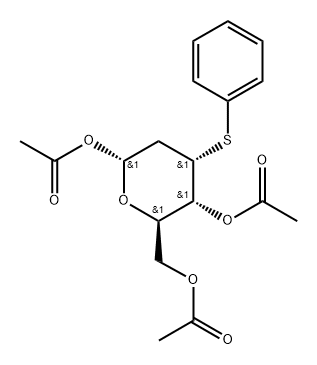 .alpha.-D-ribo-Hexopyranose, 2-deoxy-3-S-phenyl-3-thio-, triacetate Struktur