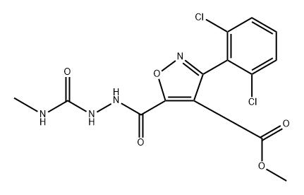 4,5-Isoxazoledicarboxylic acid, 3-(2,6-dichlorophenyl)-, 4-methyl ester, 5-[2-[(methylamino)carbonyl]hydrazide] Struktur