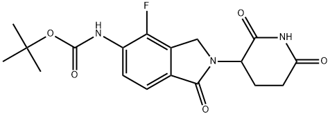 tert-Butyl (2-(2,6-dioxopiperidin-3-yl)-4-fluoro-1-oxoisoindolin-5-yl)carbamate Struktur