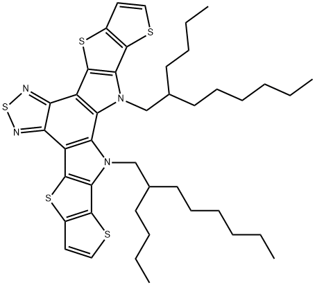 12,13-Bis(2-butyloctyl)-12,13-dihydrodithieno[2′′,3′′:4′,5′]thieno[2′,3′:4,5]pyrrolo[3,2-e:2′,3′-g][2,1,3]benzothiadiazole Struktur