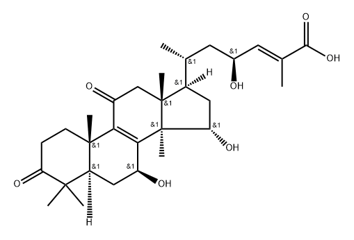 Lanosta-8,24-dien-26-oic acid, 7,15,23-trihydroxy-3,11-dioxo-, (7β,15α,23S,24E)- Struktur