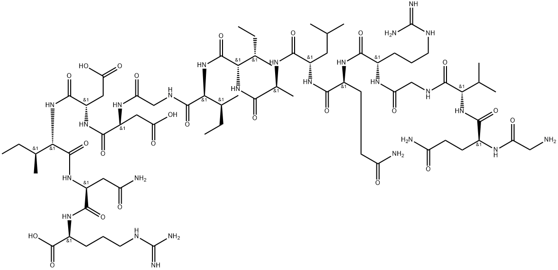 L-Arginine, glycyl-L-glutaminyl-L-valylglycyl-L-arginyl-L-glutaminyl-L-leucyl-L-alanyl-L-isoleucyl-L-isoleucylglycyl-L-α-aspartyl-L-α-aspartyl-L-isoleucyl-L-asparaginyl- Struktur