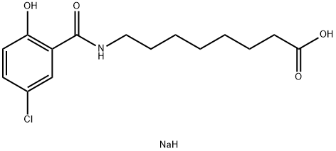 Octanoic acid, 8-[(5-chloro-2-hydroxybenzoyl)amino]-, sodium salt (1:2) Struktur