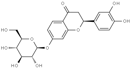 4H-1-Benzopyran-4-one, 2-(3,4-dihydroxyphenyl)-7-(β-D-glucopyranosyloxy)-2,3-dihydro-, (2S)- Struktur