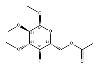 Glucopyranoside, methyl 4-deoxy-4-fluoro-2,3-di-O-methyl-, acetate, al pha-D- Struktur