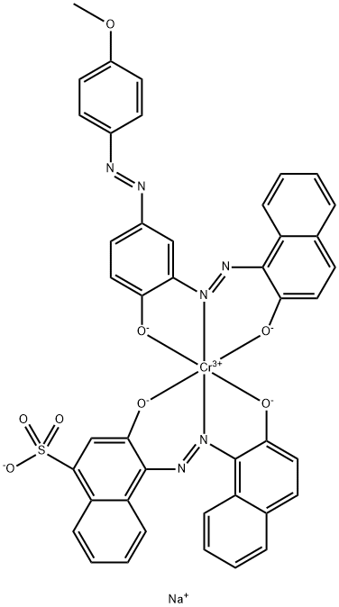 Chromate(2-), 3-(hydroxy-.kappa.O)-4-2-(hydroxy-.kappa.O)-1-naphthalenylazo-.kappa.N2-1-naphthalenesulfonato(3-)1-2-(hydroxy-.kappa.O)-5-(4-methoxyphenyl)azophenylazo-.kappa.N2-2-naphthalenolato(2-)-.kappa.O-, disodium Struktur