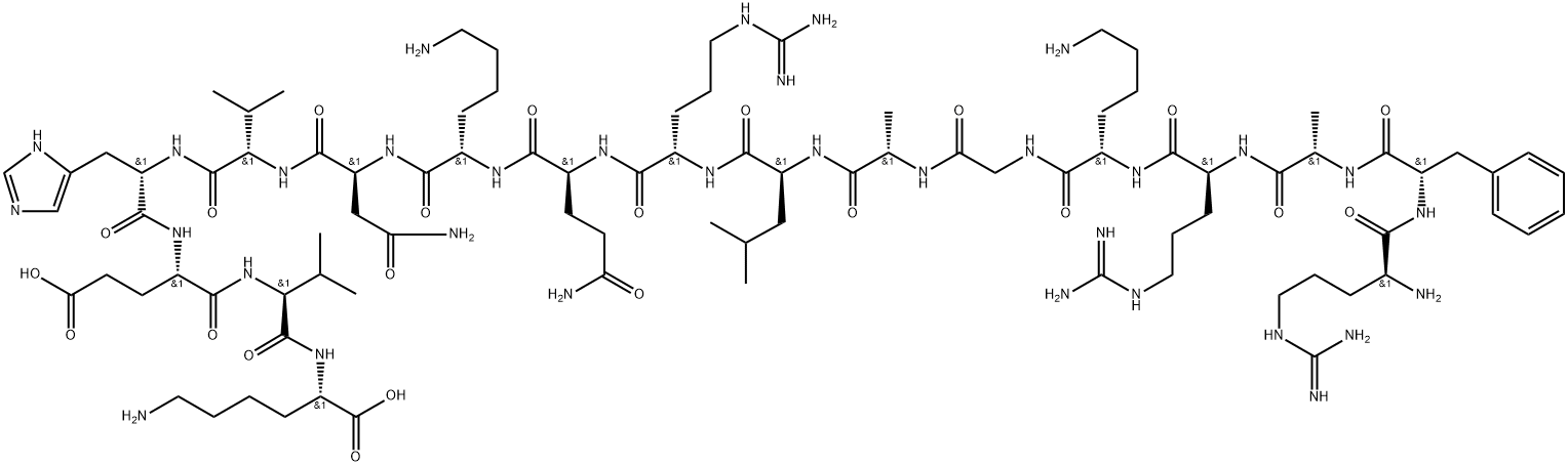 L-Lysine, L-arginyl-L-phenylalanyl-L-alanyl-L-arginyl-L-lysylglycyl-L-alanyl-L-leucyl-L-arginyl-L-glutaminyl-L-lysyl-L-asparaginyl-L-valyl-L-histidyl-L-α-glutamyl-L-valyl- Struktur