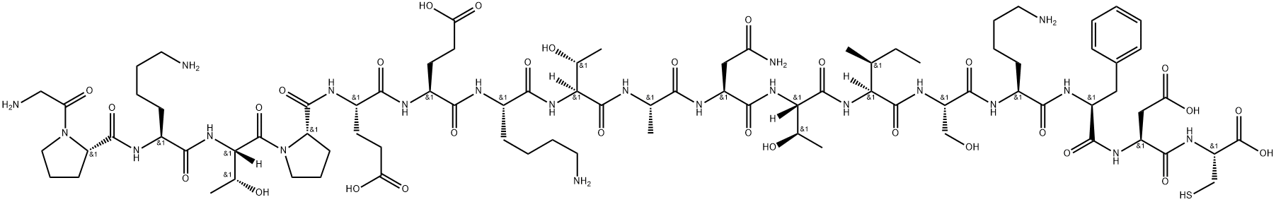 L-Cysteine, glycyl-L-prolyl-L-lysyl-L-threonyl-L-prolyl-L-α-glutamyl-L-α-glutamyl-L-lysyl-L-threonyl-L-alanyl-L-asparaginyl-L-threonyl-L-isoleucyl-L-seryl-L-lysyl-L-phenylalanyl-L-α-aspartyl- Struktur