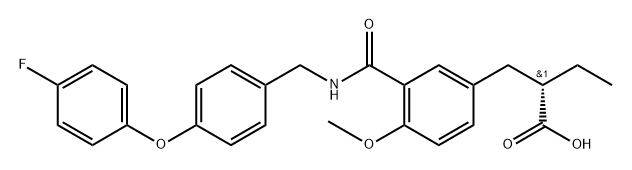 Benzenepropanoic acid, α-ethyl-3-[[[[4-(4-fluorophenoxy)phenyl]methyl]amino]carbonyl]-4-methoxy-, (αS)- Struktur