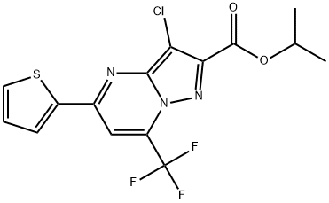 isopropyl3-chloro-5-(thiophen-2-yl)-7-(trifluoromethyl)pyrazolo[1,5-a]pyrimidine-2-carboxylate Struktur