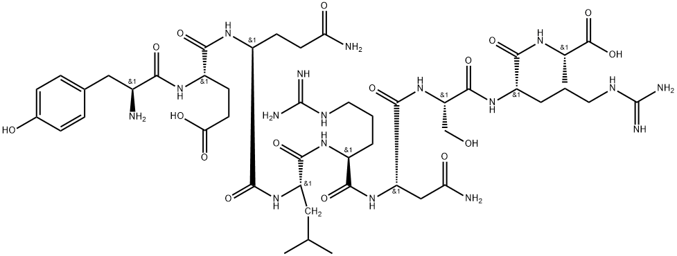 L-Alanine, L-tyrosyl-L-α-glutamyl-L-glutaminyl-L-leucyl-L-arginyl-L-asparaginyl-L-seryl-L-arginyl- (9CI) Struktur