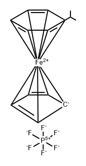 Iron(1+), (.eta.5-2,4-cyclopentadien-1-yl)(1,2,3,4,5,6-.eta.)-(1-methylethyl)benzene-, hexafluorophosphate(1-) Struktur