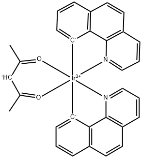 Bis(2-benzo[h]quinoline-C2,N')(acetylacetonato)iridium(III) Struktur