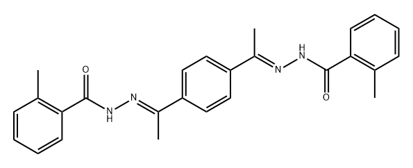 2-methyl-N-[(E)-1-[4-[(E)-C-methyl-N-[(2-methylbenzoyl)amino]carbonimidoyl]phenyl]ethylideneamino]benzamide Struktur