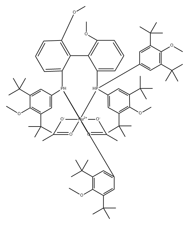 Ruthenium, bis(acetato-κO,κO')[[(1R)-6,6'-dimethoxy[1,1'-biphenyl]-2,2'-diyl]bis[[3,5-bis(1,1-dimethylethyl)-4-methoxyphenyl]phosphine-κP]]-, (OC-6-22)- (9CI) Struktur