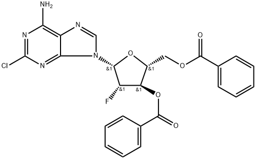 2-Chloro-9-(2-deoxy-2-fluoro-3,5-di-O-benzoyl-β-D-arabinofuranosyl)-9H-purin-6-aMine Struktur