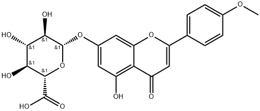 β-D-Glucopyranosiduronic acid, 5-hydroxy-2-(4-methoxyphenyl)-4-oxo-4H-1-benzopyran-7-yl Struktur