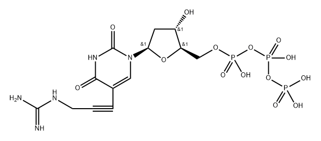 5-?[3-?[(Aminoiminomethyl)?amino]?-?1-?propynyl]?-?2'-?deoxy-uridine 5'-?(tetrahydrogen triphosphate)? Struktur