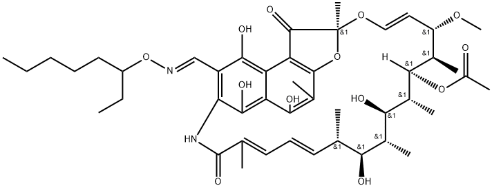 3-[(1-Ethylhexyl)oxyiminomethyl]rifamycin Struktur