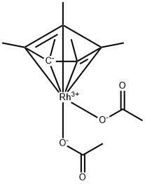 Rhodium, bis(acetato-κO)[(1,2,3,4,5-η)-1,2,3,4,5-pentamethyl-2,4-cyclopentadien-1-yl]- Struktur